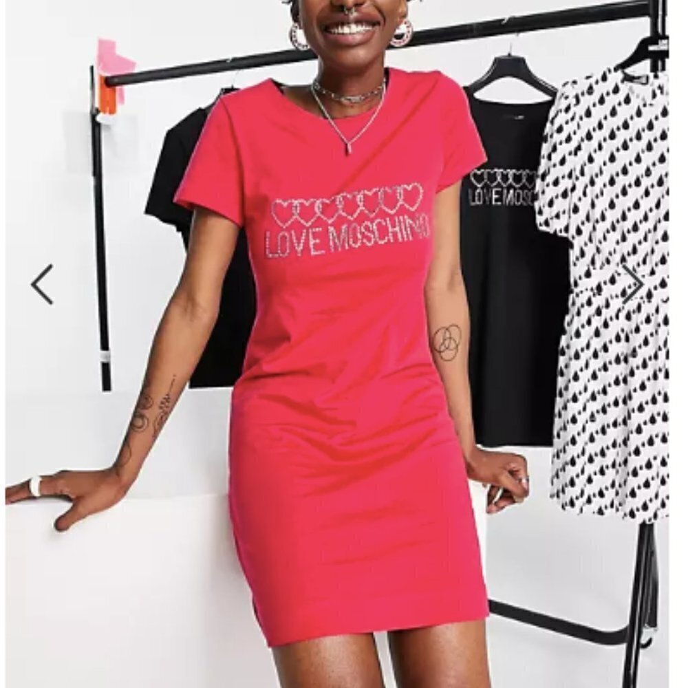 Love Moschino Crystal Logo Mini Dress size US 6 - Picture 2 of 10